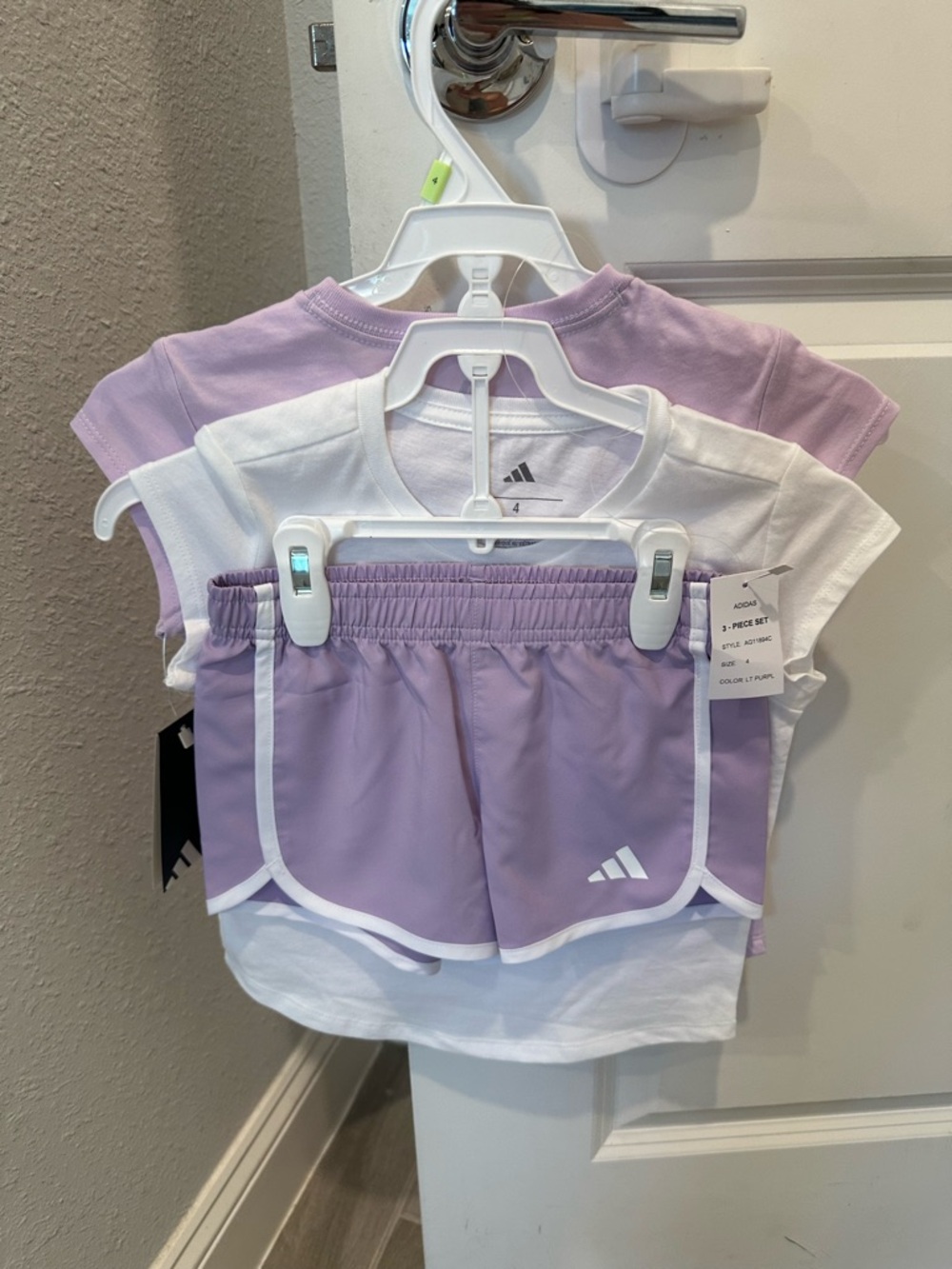 adidas Lavender and White Girls' Athletic Tee Set